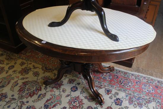 Loo table with walnut base and replacement elm top